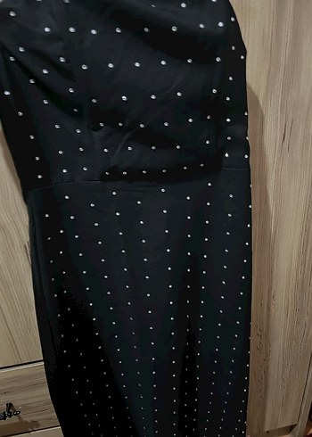 Trendyolmilla Siyah Straplez taşlı Kalem Elbise - Görsel 6