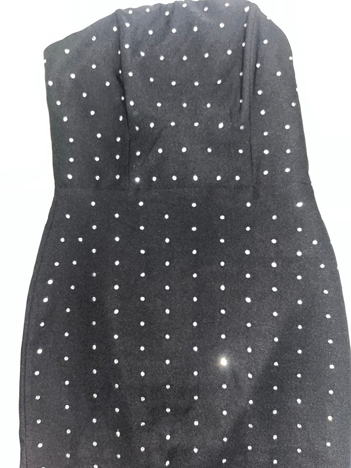 Trendyolmilla Siyah Straplez taşlı Kalem Elbise - Görsel 3