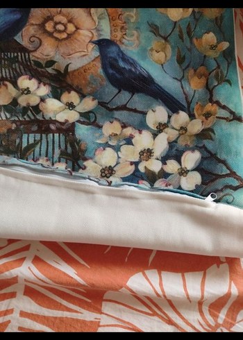 Bohem Tarz Mavi Baskılı Kırlent Kılıfı - Görsel 2