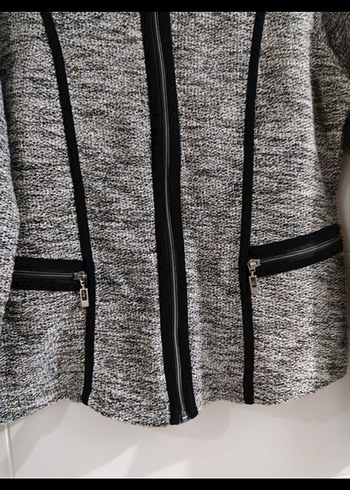 Gri Örgü Kadın Midi Ceket - Görsel 2