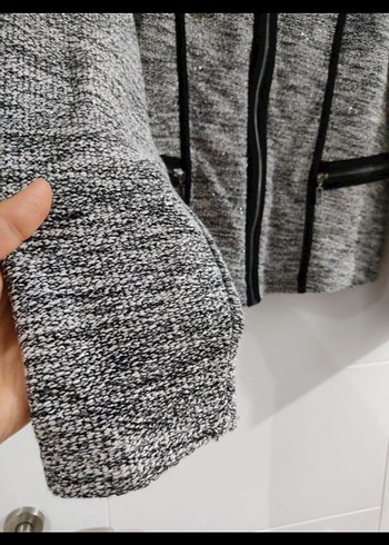 Gri Örgü Kadın Midi Ceket - Görsel 3