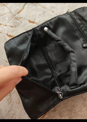 Siyah Süet Kemerli Kadın Portföy Çanta - Görsel 4