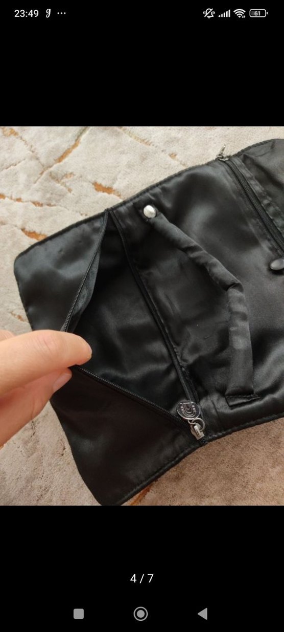 Siyah Süet Kemerli Kadın Portföy Çanta - Görsel 4