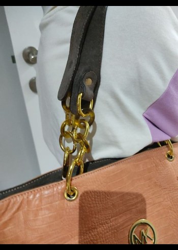 Zincir Detaylı Kahverengi Deri Kadın Çanta - Görsel 5