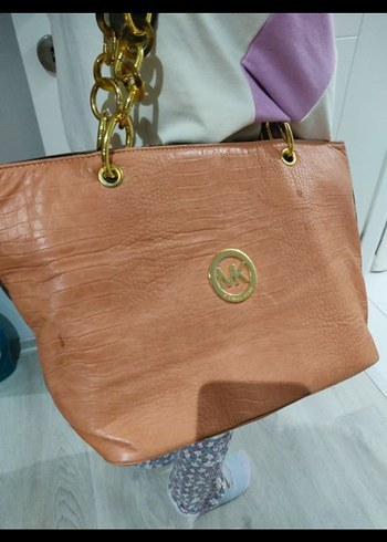 Zincir Detaylı Kahverengi Deri Kadın Çanta - Görsel 6