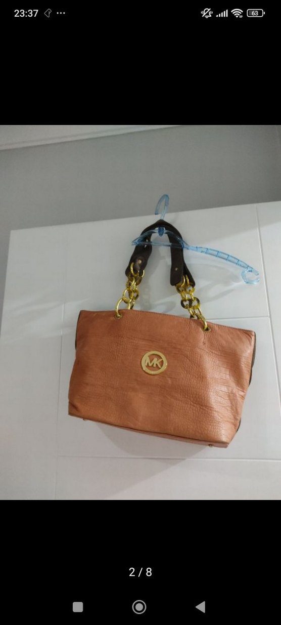 Zincir Detaylı Kahverengi Deri Kadın Çanta - Görsel 2