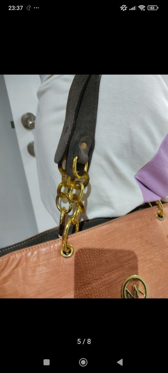 Zincir Detaylı Kahverengi Deri Kadın Çanta - Görsel 5