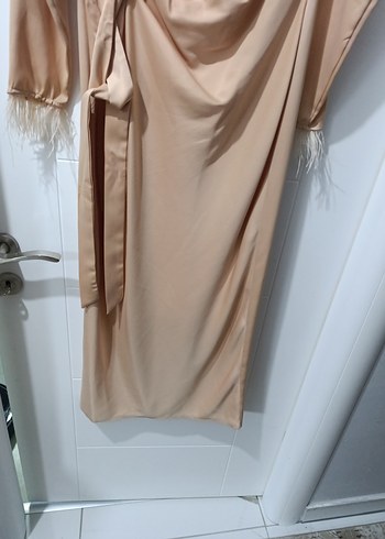 Bej Drapeli Kadın Uzun Elbise - Görsel 4