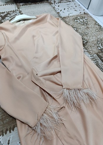 Bej Drapeli Kadın Uzun Elbise - Görsel 8