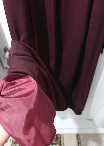 Bordo Pilili Kadın Uzun Elbise - Görsel 7
