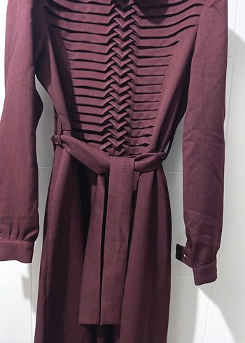 Bordo Pilili Kadın Uzun Elbise - Görsel 2