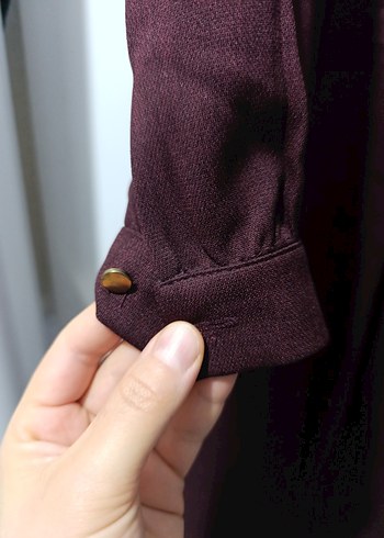 Bordo Pilili Kadın Uzun Elbise - Görsel 3