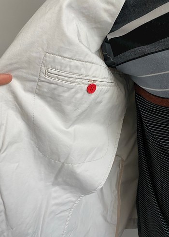 46 Beden beyaz Renk Kığılı Regular Fit Beyaz Keten Erkek Ceket