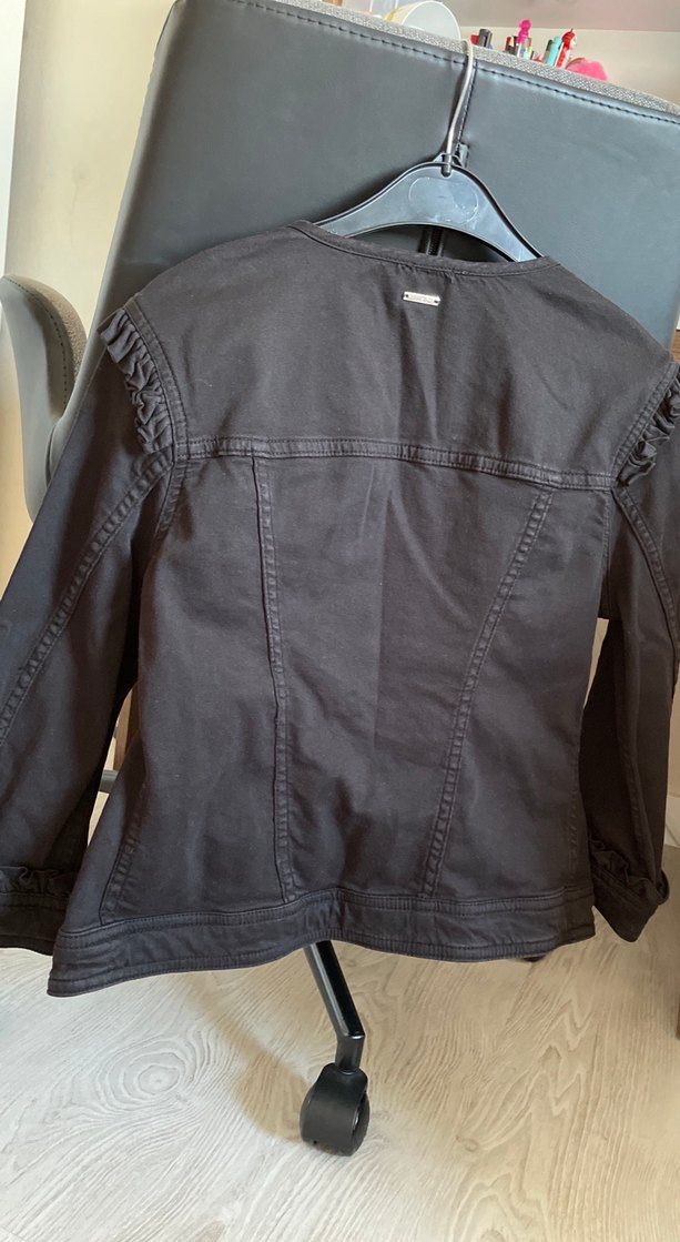 Düğmeli Siyah Denim Ceket - Görsel 4