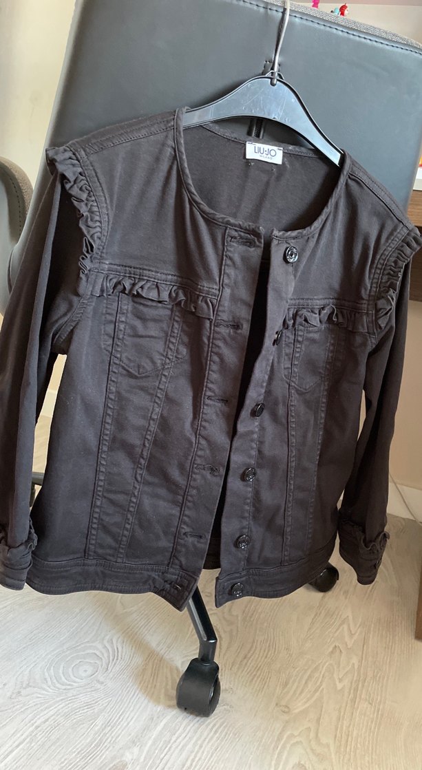 Düğmeli Siyah Denim Ceket - Görsel 2