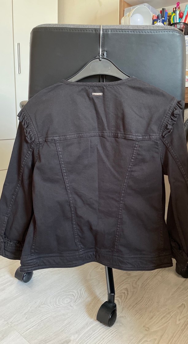 Düğmeli Siyah Denim Ceket - Görsel 3