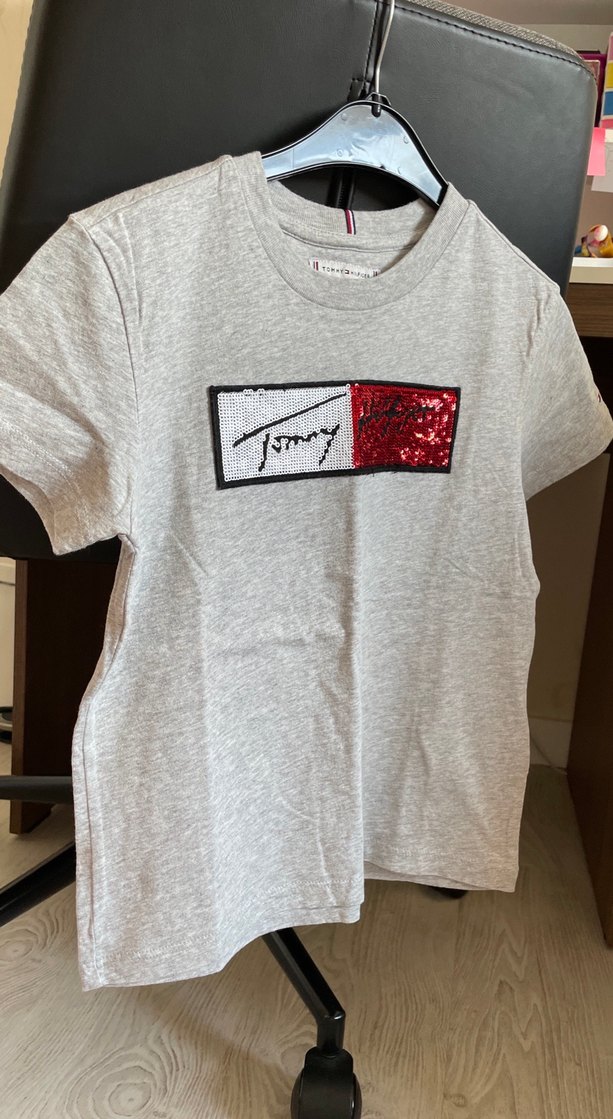 Kız Çocuk Gri Kısa Kollu Payetli Tişört(140cm) - Görsel 2