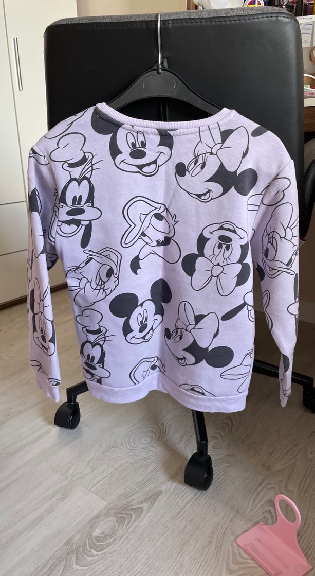 Mor Mickey Baskılı Kız Sweatshirt - Görsel 2