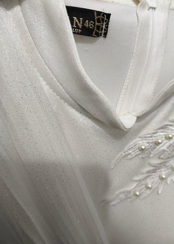 Uzun Beyaz Vintage nikah Elbisesi - Görsel 3