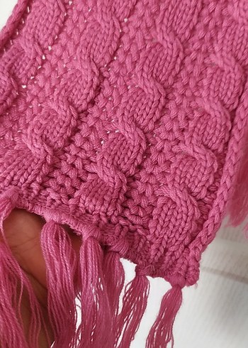 LC Waikiki Pembe Nakışlı Örgü Bere ve Atkı Seti