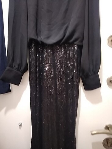 Siyah balık payet elbise - Görsel 2
