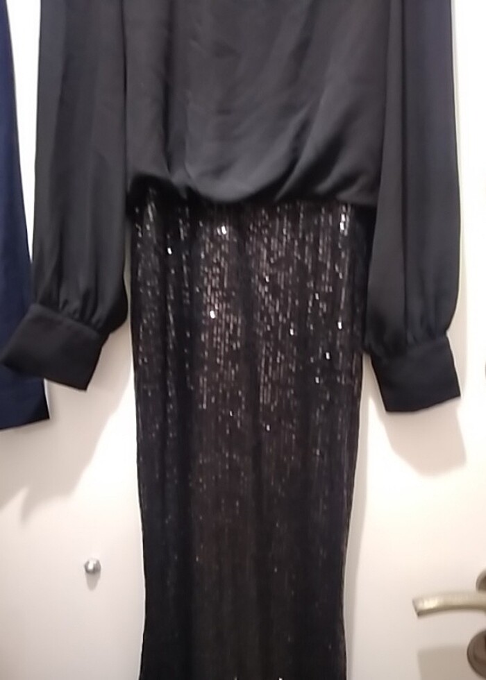 Siyah balık payet elbise - Görsel 2