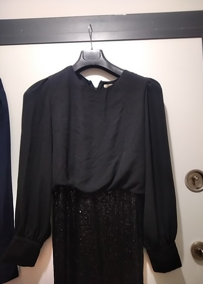 Siyah balık payet elbise - Görsel 3