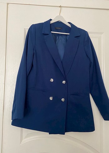 Düğmeli Lacivert Kadın Blazer Ceket