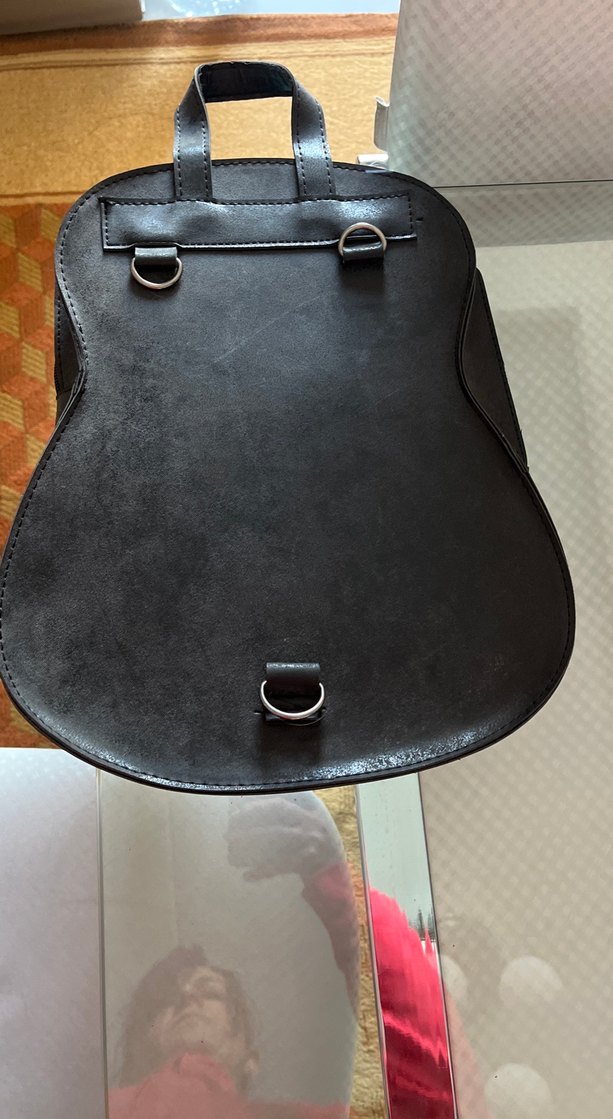 Siyah Baskılı Deri Rock Punk Sırt Çantası - Görsel 2