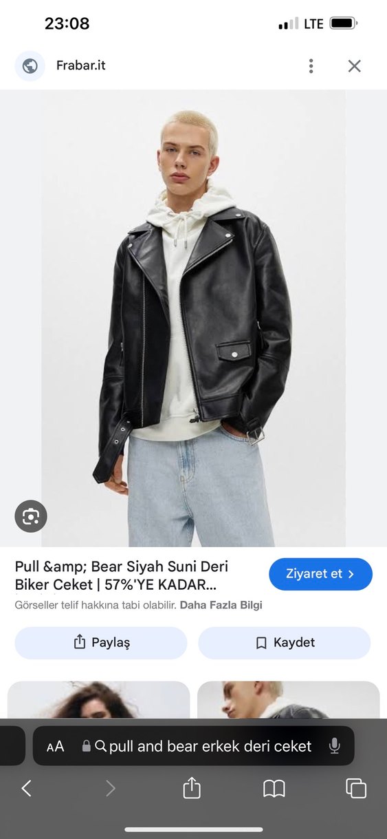 Pull&bear Erkek siyah deri ceket - Görsel 4