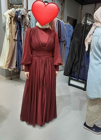 38 Beden Bordo Abiye elbise