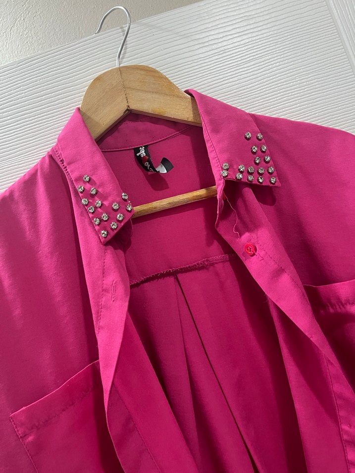 Pembe Düğmeli Kadın Gömlek - Görsel 2