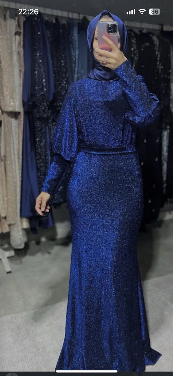 Kadın Lacivert Uzun Abiye Elbise - Görsel 2