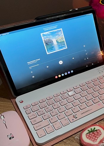 Toz pembe kılıf samsung tab s6 lite uyumlu deri.