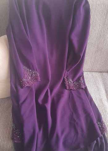 Mor Uzun Kollu Salaş Abiye Elbise - Görsel 5