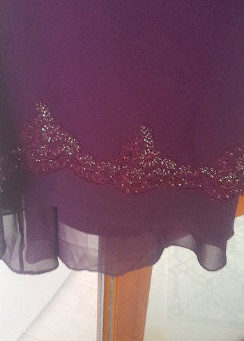 Mor Uzun Kollu Salaş Abiye Elbise - Görsel 3