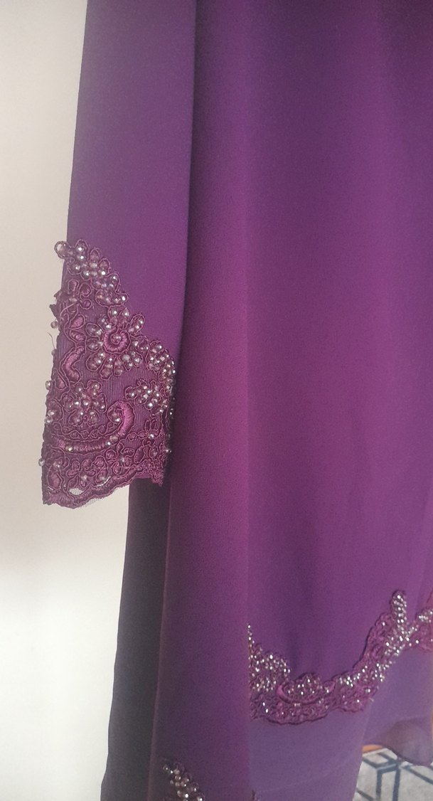 Mor Uzun Kollu Salaş Abiye Elbise - Görsel 2