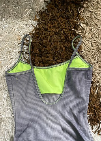 Gri İnce Askılı Bağlamalı Desenli Mayo - Görsel 2