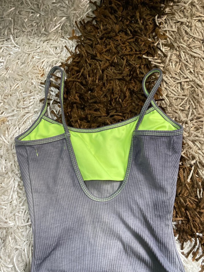 Gri İnce Askılı Bağlamalı Desenli Mayo - Görsel 2