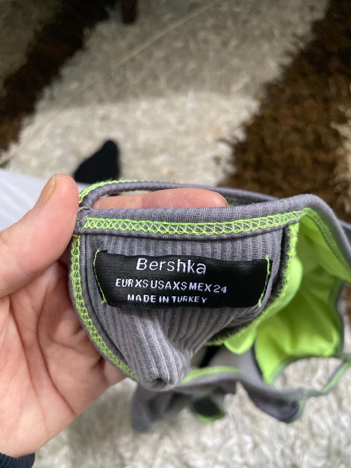 Gri İnce Askılı Bağlamalı Desenli Mayo - Görsel 3