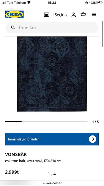İkea vonsbak eskitme halı