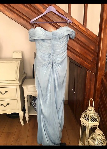 For costume marka Mavi Drapeli Straplez Abiye Elbise - Görsel 3