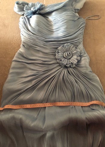 For costume marka Mavi Drapeli Straplez Abiye Elbise - Görsel 7