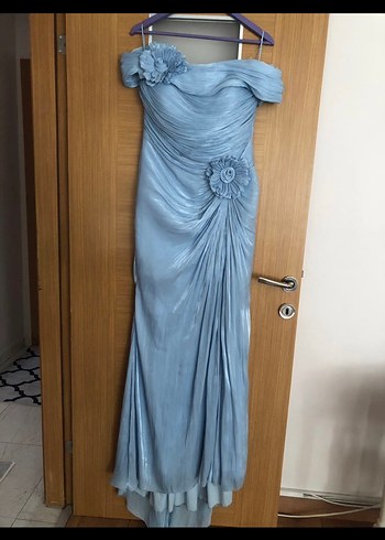 For costume marka Mavi Drapeli Straplez Abiye Elbise - Görsel 2