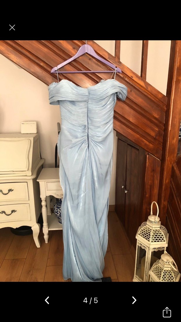 For costume marka Mavi Drapeli Straplez Abiye Elbise - Görsel 3