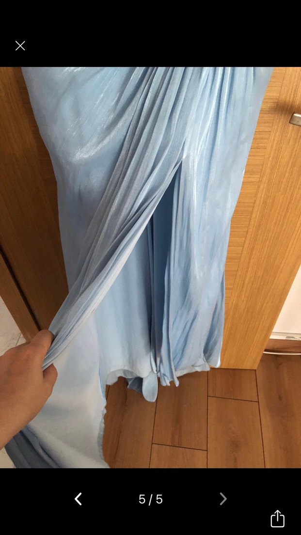 For costume marka Mavi Drapeli Straplez Abiye Elbise - Görsel 4