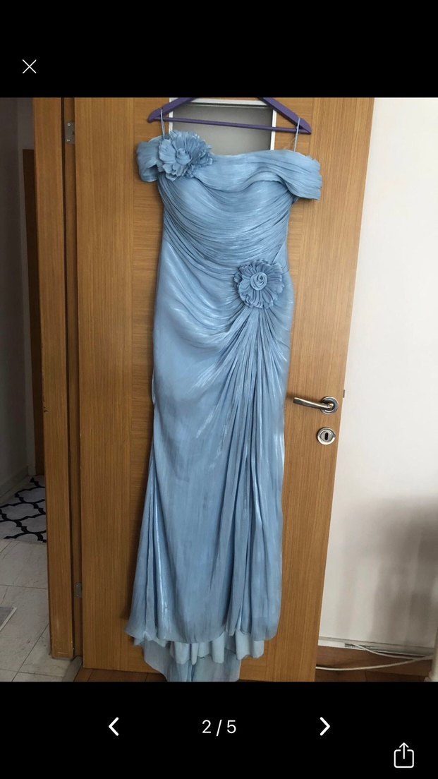 For costume marka Mavi Drapeli Straplez Abiye Elbise - Görsel 2