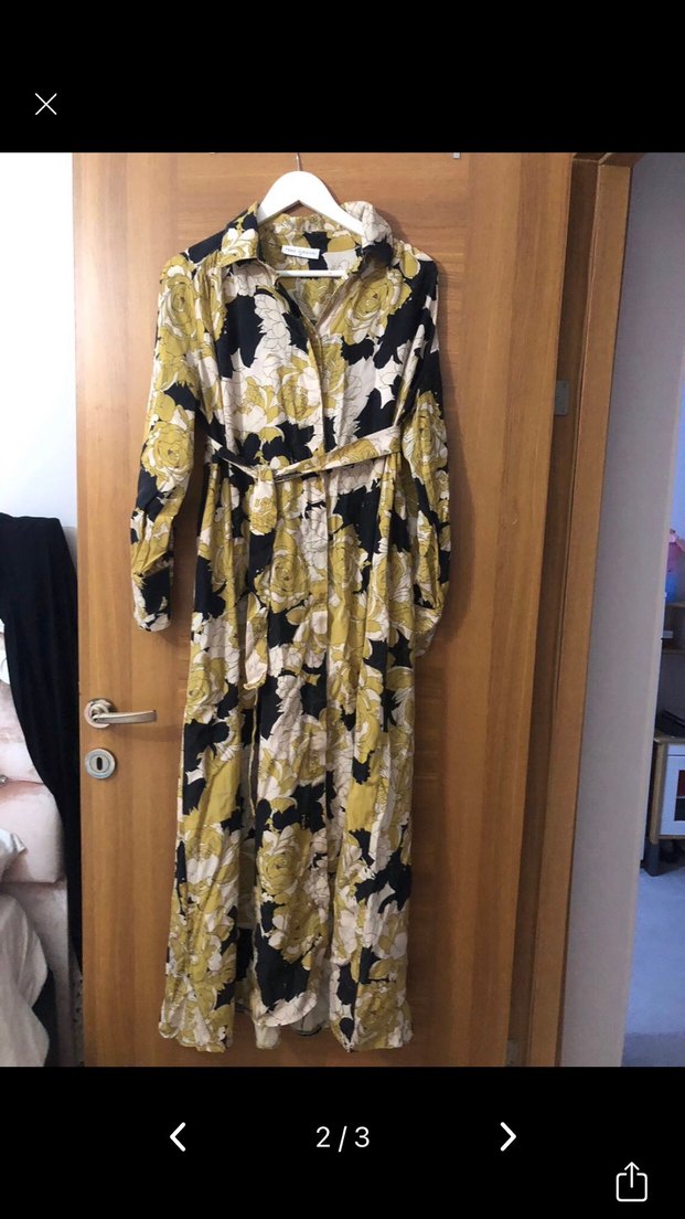 Terzi dükkanı Sarı Desenli Uzun Bohem Elbise - Görsel 2