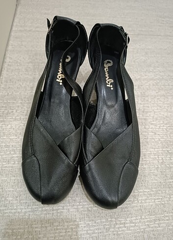 39 Beden siyah Renk Hakiki deri Dolgu topuk ayakkabı 