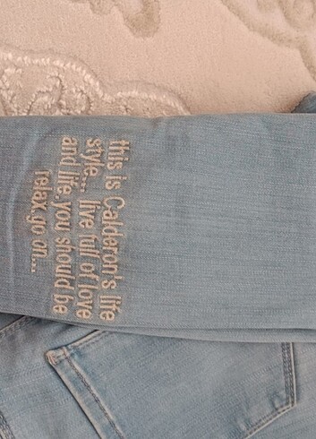 xs Beden mavi Renk Yazı detaylı jeans